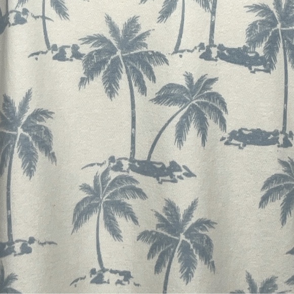 Lou & Grey for Loft ivory blue tropical palm tree print sweatshirt, large. - Picture 5 of 8
